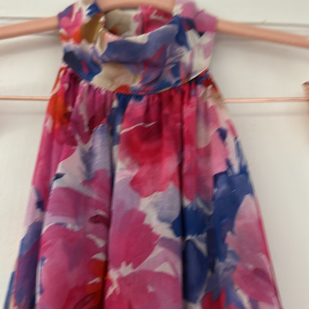 Floral Pink and Blue Sheer halter dress